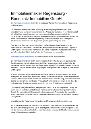 Immobilienmakler Regensburg - Rennplatz Immobilien GmbH