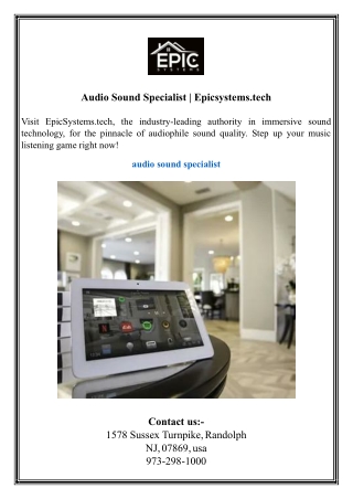 Audio Sound Specialist  Epicsystems.tech