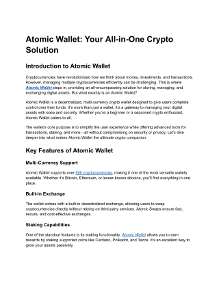 Atomic Wallet: Your All-in-One Crypto Solution