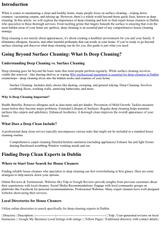 Going Beyond Surface Cleaning: Finding Deep Clean Experts in Dublin
