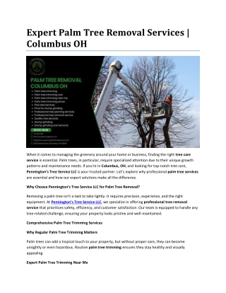Expert Palm Tree Removal Services | Columbus OH