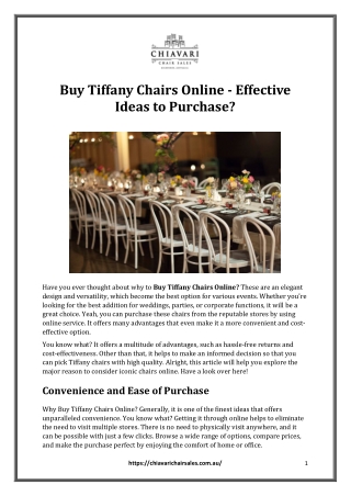 Buy Tiffany Chairs Online - Effective Ideas to Purchase