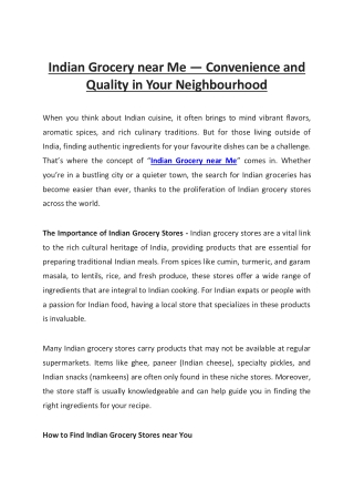 Indian Grocery near Me — Convenience and Quality in Your Neighbourhood