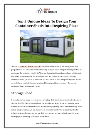 Top 5 Unique Ideas To Design Your Container Sheds Into Inspiring Place