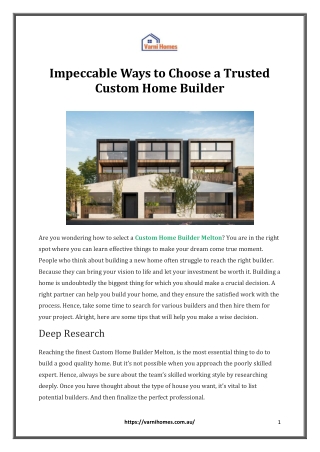 Impeccable Ways to Choose a Trusted Custom Home Builder