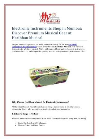 Electronic Instruments Shop in Mumbai: Discover Premium Musical Gear at Haribhau