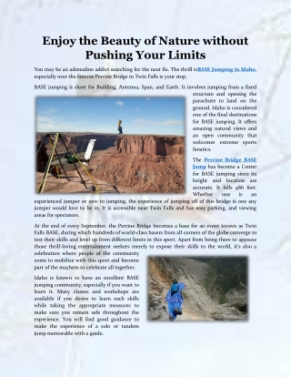 Enjoy the Beauty of Nature without Pushing Your Limits