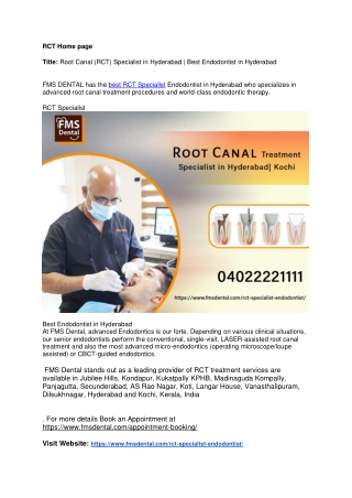 RCT Specialist in Hyderabad| Kochi