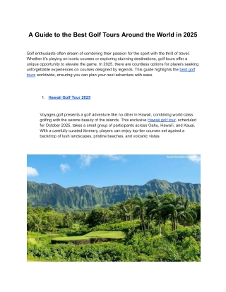 A Guide to the Best Golf Tours Around the World in 2025