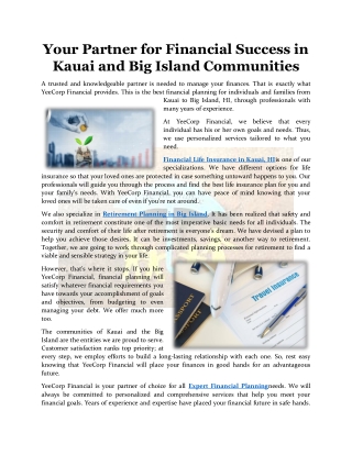 Your Partner for Financial Success in Kauai and Big Island Communities