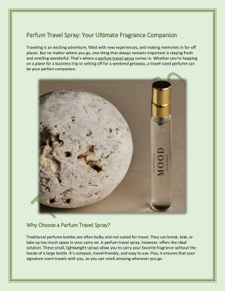 Parfum Travel Spray Your Ultimate Fragrance Companion