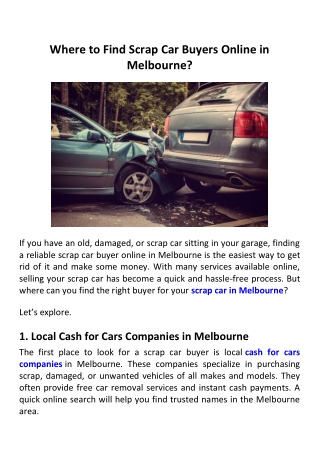 Where to Find Scrap Car Buyers Online in Melbourne