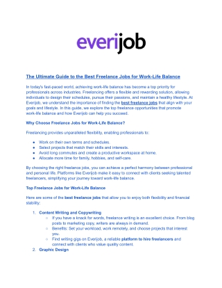 The Ultimate Guide to the Best Freelance Jobs for Work-Life Balance
