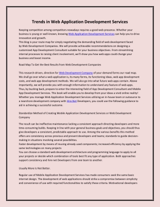 Trends in Web Application Development Services