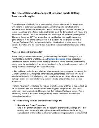 The Rise of Diamond Exchange ID in Online Sports Betting_ Trends and Insights