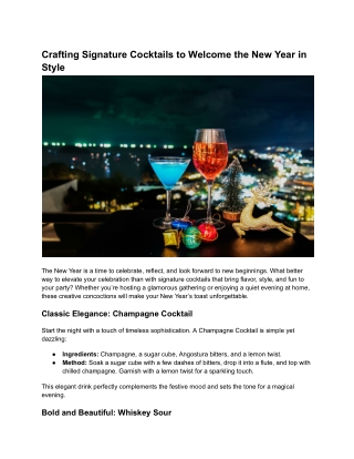 Crafting Signature Cocktails to Welcome the New Year in Style