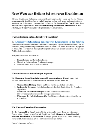 Neue Wege zur Heilung bei schweren Krankheiten