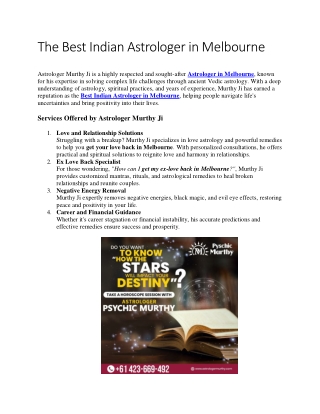 Best Indian Astrologer in Melbourne