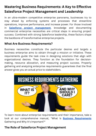 Mastering Business Requirements A Key to Effective Salesforce Project Management and Leadership