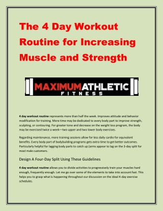 The 4 Day Workout Routine for Increasing Muscle and Strength