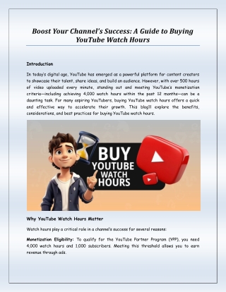 Boost Your Channel with High-Quality YouTube Watch Hours