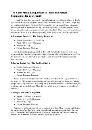 Top 5 Best Medium Dog Breeds in India