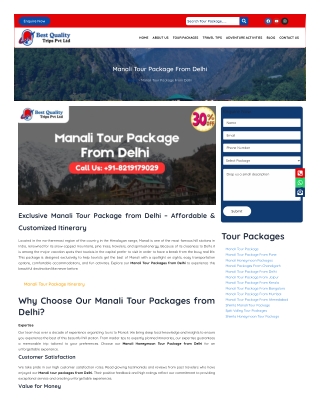 Manali Tour Package From Delhi