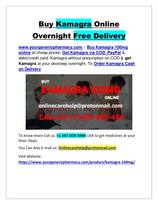 Buy Kamagra Online Overnight Free Delivery
