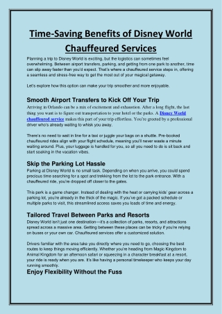 Disney World Chauffeured Service