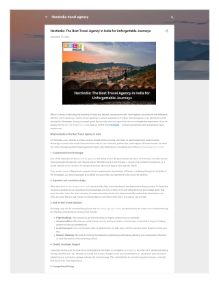 Hectindia The Best Travel Agency in India for Unforgettable Journeys