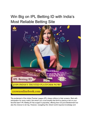 Win Big on IPL Betting ID with India’s Most Reliable Betting Site