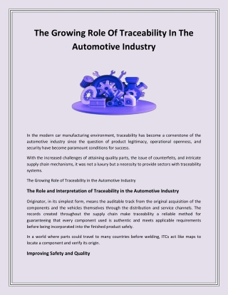 The Growing Role Of Traceability In The Automotive Industry