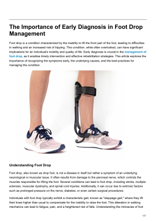 The Importance of Early Diagnosis in Foot Drop Management