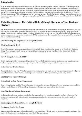 Unlocking Success: The Critical Role of Google Reviews in Your Business Strategy
