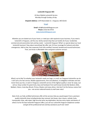 Locksmith Ferguson MO