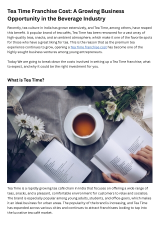 Tea Time Franchise Cost