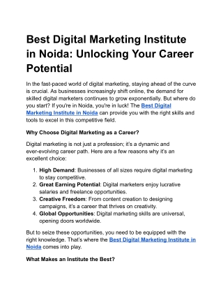Best Digital Marketing Institute in Noida_ Unlocking Your Career Potential