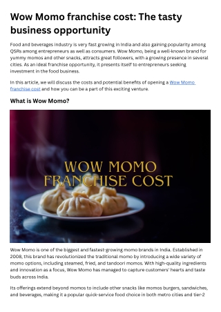 Wow Momo Franchise Cost