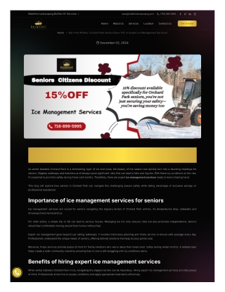 Stay Safe This Winter Orchard Park Seniors Enjoy 15% Off Ice Management Services!