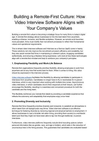Building a Remote-First Culture_ How Video Interview Software Aligns with Your Company’s Values