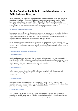 Bubble Solution For Bubble Gun  Manufacturer in Delhi