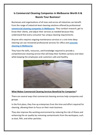 Is Commercial Cleaning Companies in Melbourne Worth It & Boosts Your Business!