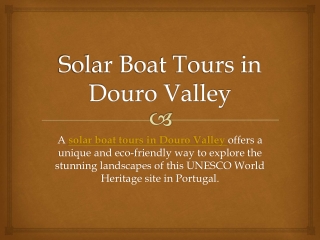 Solar Boat Tours in Douro Valley