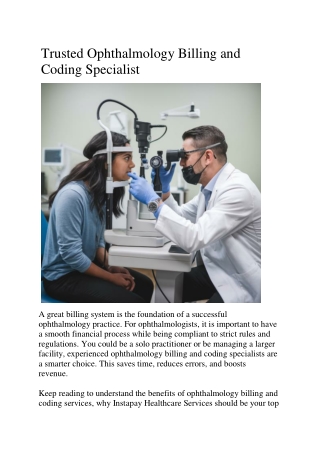 Trusted Ophthalmology Billing and Coding Specialist