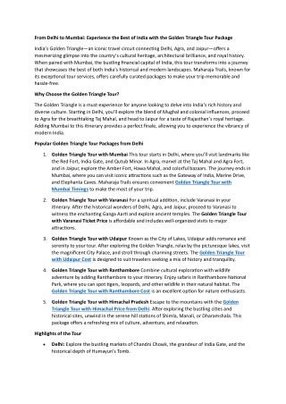 From Delhi to Mumbai: Experience the Best of India with the Golden Triangle Tour