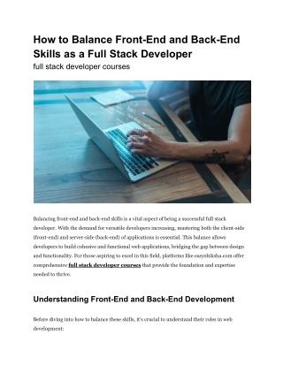 How to Balance Front-End and Back-End Skills as a Full Stack Developer