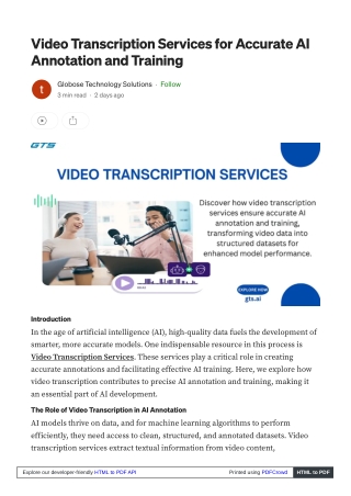 Video Transcription Services for Accurate AI Annotation and Training