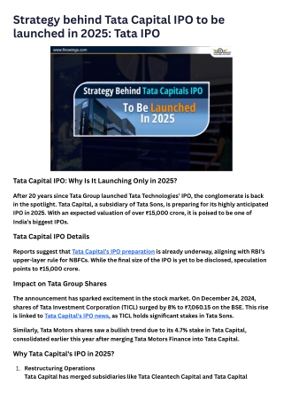 Strategy behind Tata Capital IPO to be launched in 2025 Tata IPO