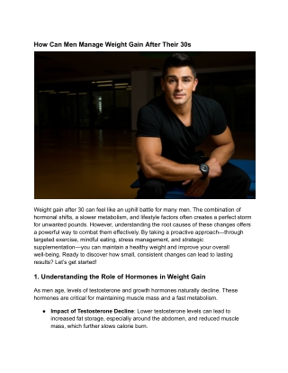 How Can Men Manage Weight Gain After Their 30s