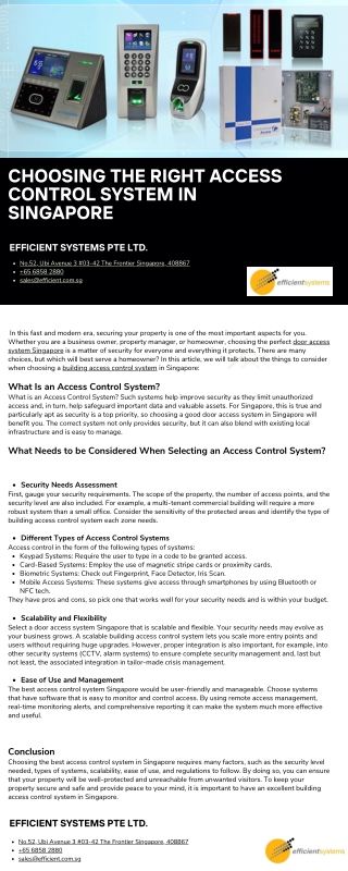 Choosing the Right Access Control System in Singapore